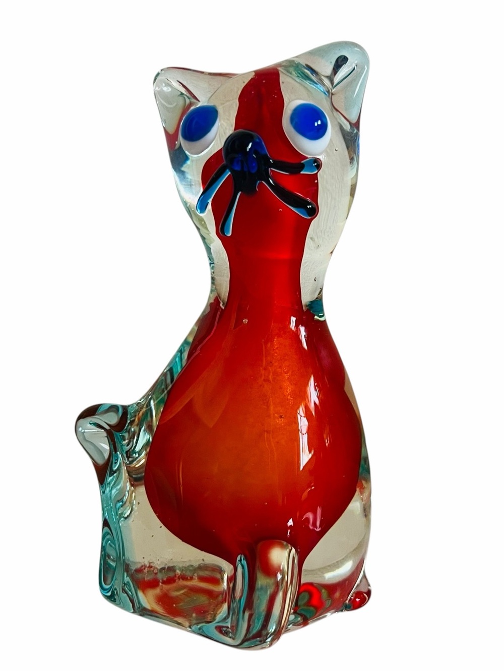 Vintage Murano Sommerso Art Glass Cat